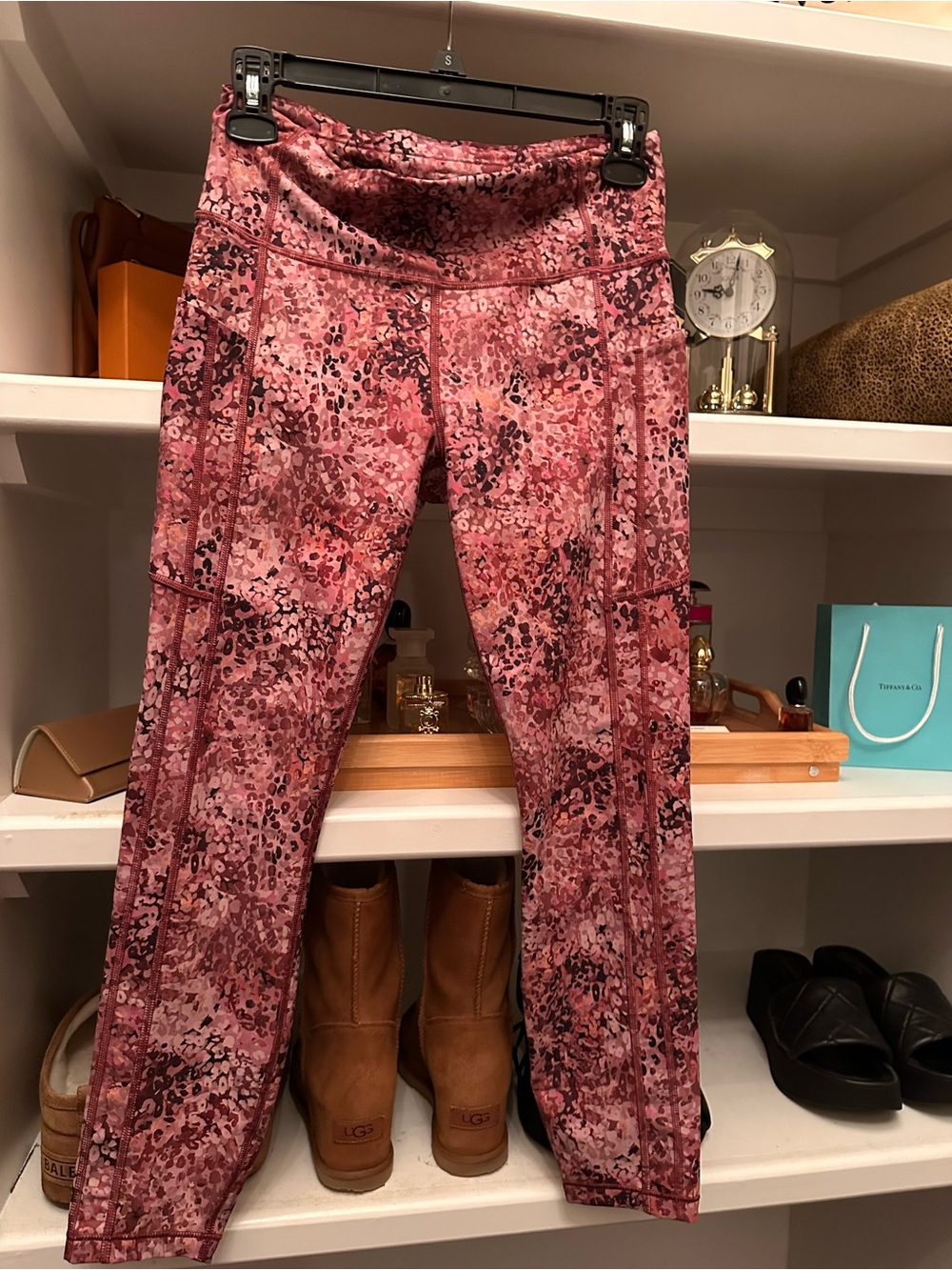 Athleta Mauve and Pink Floral 7/8 Active Tights